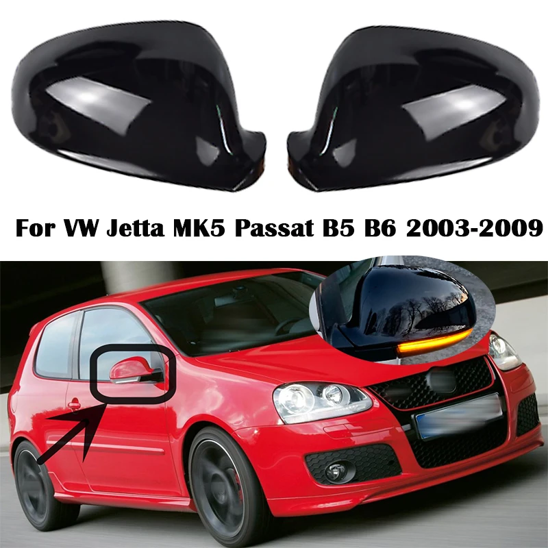 

Чехлы на зеркала заднего вида для VW Volkswagen Golf 5 Jetta MK5 Passat B6 2003-2009, глянцевая черная отделка, автомобильные аксессуары, 2 шт.