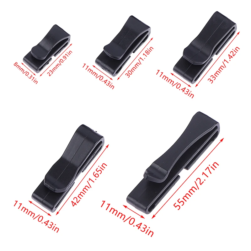10 Teile/paket Schnell Slip Keeper Schnalle Ende Clip Slider Schwarz Für Camping Wandern Rucksack Anpassung Gurtband 20-51mm – Detail 12