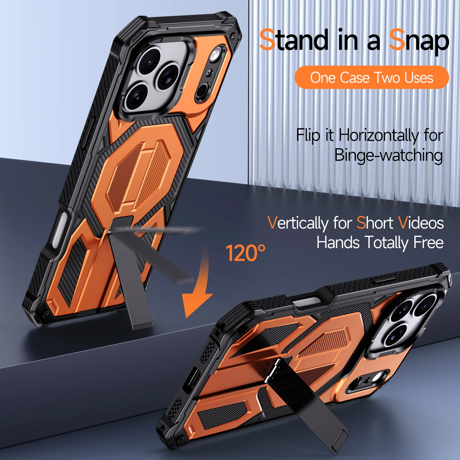 Enhanced Magnetic Armor Case with Metal Stand and MagSafe Compatibility