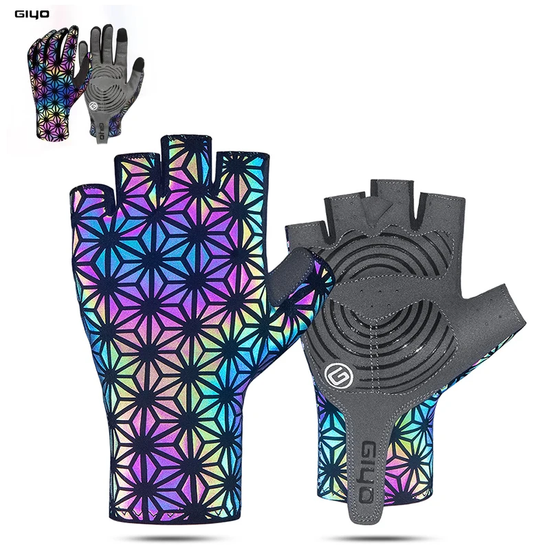 

GIYO Bicycle Riding Half-finger Colorful Color-changing Gloves Mountain Bike Road Bike MTB Cycling Short Finger Luminous Gloves