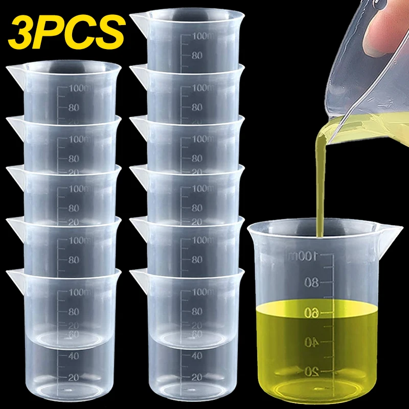 100mlPlasticMeasuringCupTransparentScaleBeakerLabChemical