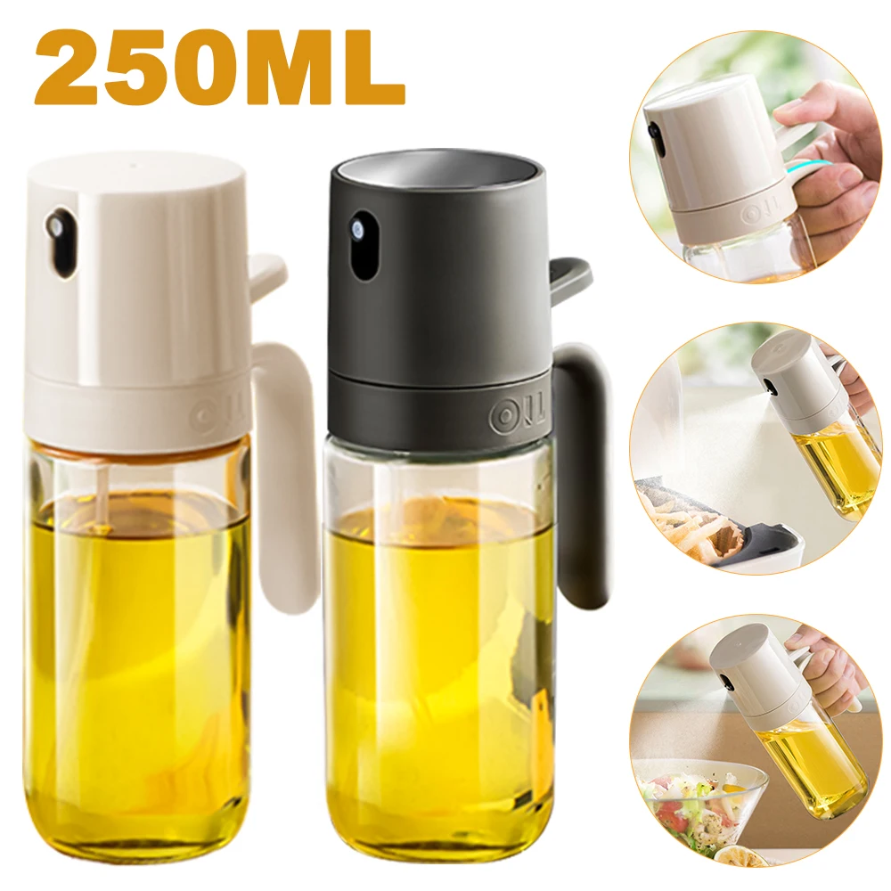

250Ml Spray Olive Oil Sprayer Bottle For Air Fryer Glass Oil Bottle Dispenser Push Type Mister Vinegar Spray Kitchen Tableware