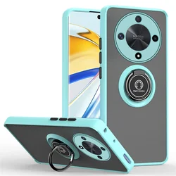 Shockproof Matte Magnetic Case with Finger Ring Holder - Durable Hard Cover for Honor Play30plus (Sky Blue)