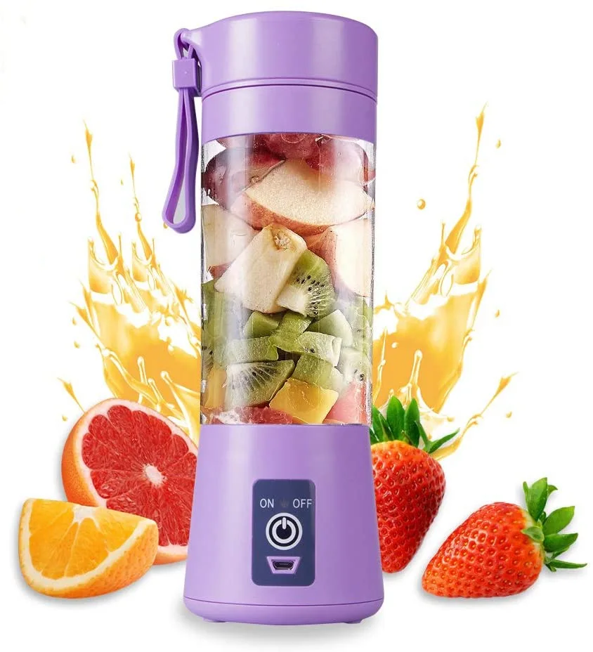 Portable Fruit Juice Cup USB Rechargeable  Electric 6 Blades Juicer Cup Machine Mini 380ml Blender Fruit Smoothie Food Juicer