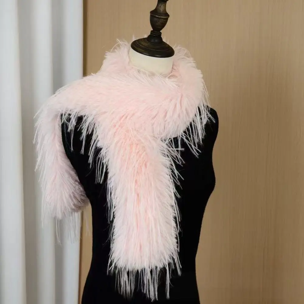 Koreanischer Stil Dicker Flauschiger Langer Streifenschal Imitation Nerzfell Luxuriöser Klassischer Weicher Schal 180cm Damen Quastenschal für Partys – Detail 8