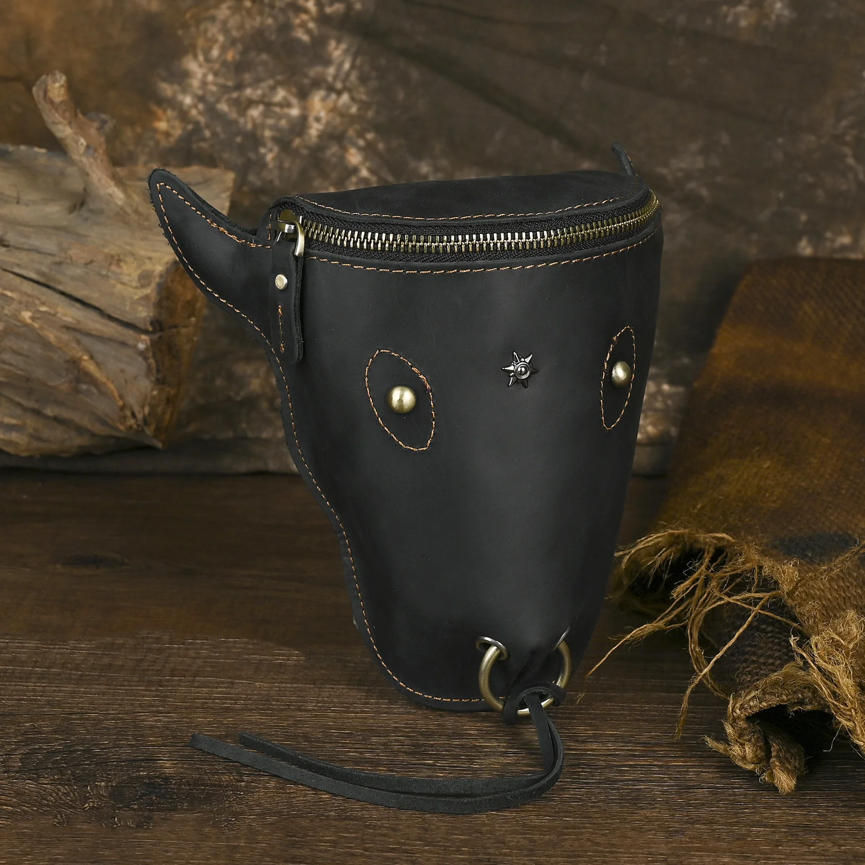 Luxury Original Real Leather men Design Fashion Hook Bum Small Waist Bag Fanny Waist Belt Pack Cigarette Case 6" Phone Pouch 835