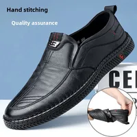 Men's Casual Driving Shoes Soft Bottom Leather Footwear Breathable Summer Season Pure Color Pattern Adult Size Comfortable