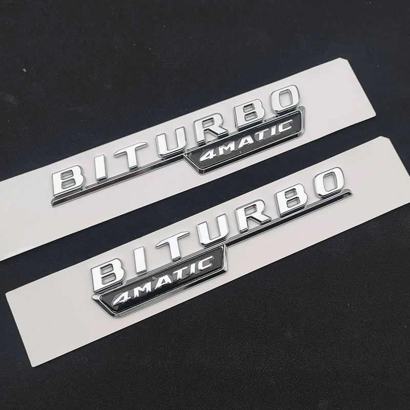 3D ABS Car Badge BITURBO 4MATIC Emblem Rear Trunk Letters Logo For C43 W205 W204 E43 W213 W212 GLE43 X253 GLC43 W167 Accessories