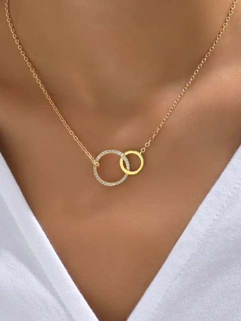 Minimalist Double Circle Pendant Necklace