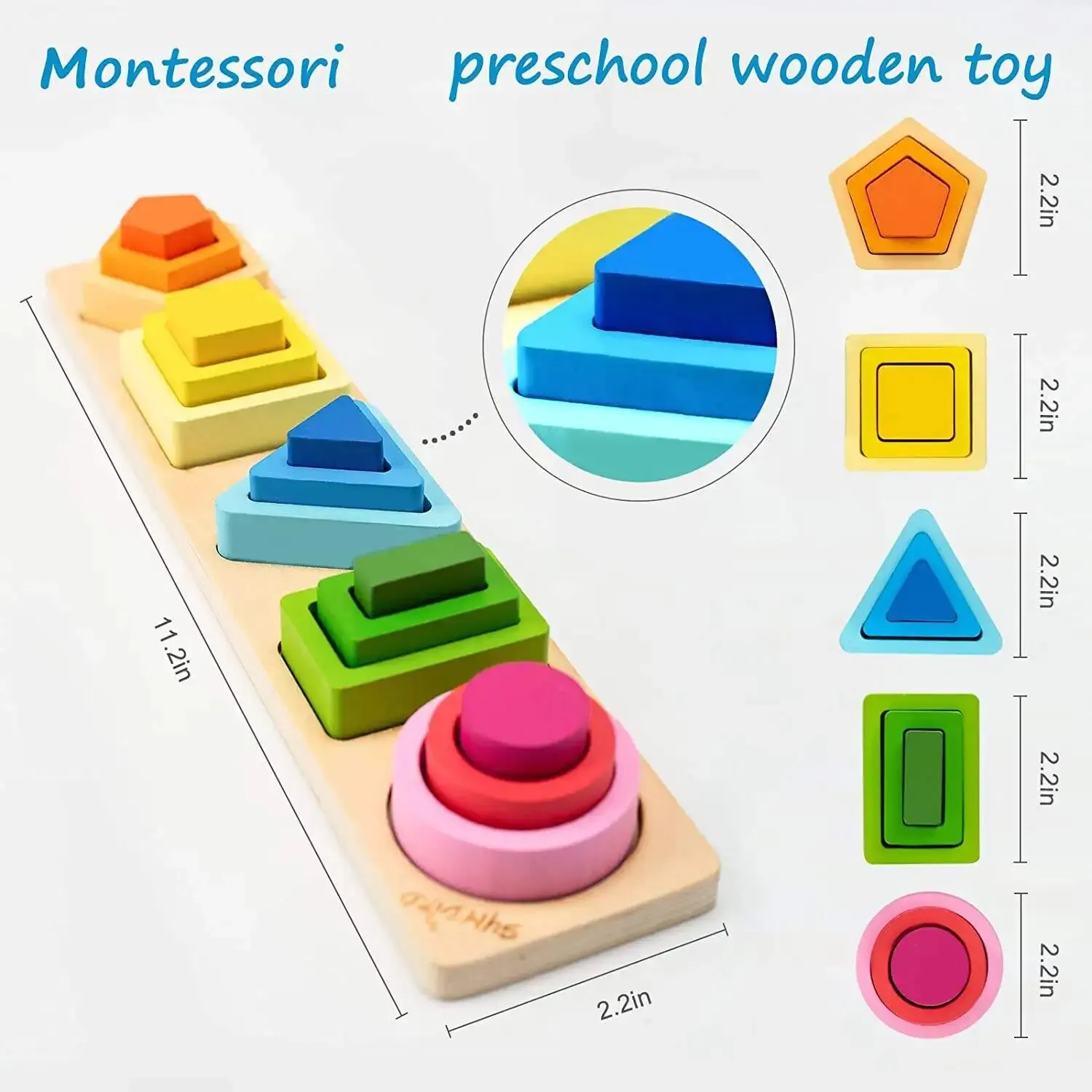 Children's Wooden Category Stack Toy Education Color Shape Classification Instrument Puzzle Toys 5