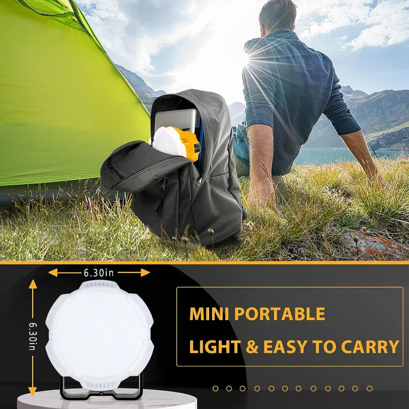 24W 2400LM Portable LED Work Light with Hook For Makita/Bosch/Dewalt/Milwaukee/B