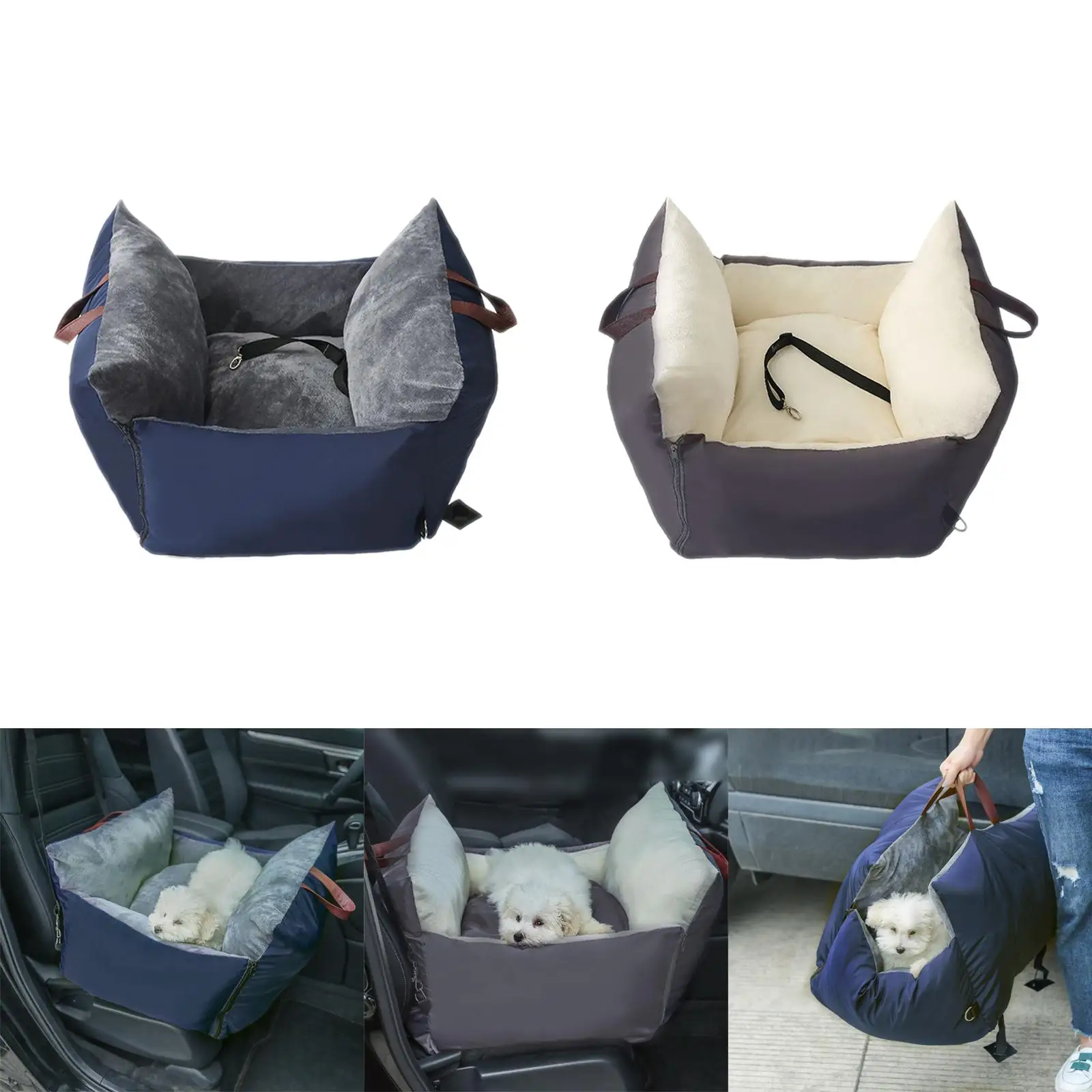 Lightweight Dog Cat Booster Car Seat Cage Bed Armrest Box Leash Small
