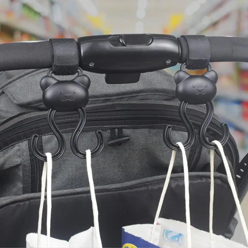 Baby stroller hook Cartoon Bear Double Adjustable Loop Fastener Non-Slip Baby Travel Supplies Outdoor Stroller