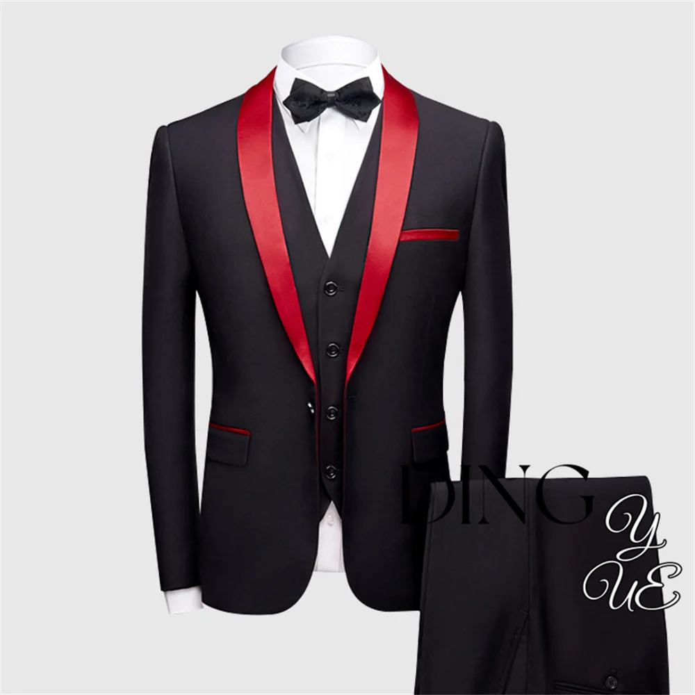 Classy Wedding Tuxedos Suits Slim Fit Bridegroom For Men 3/2 Pieces Groomsmen Suit Male Formal Business (Blazer+Vest+Pants）