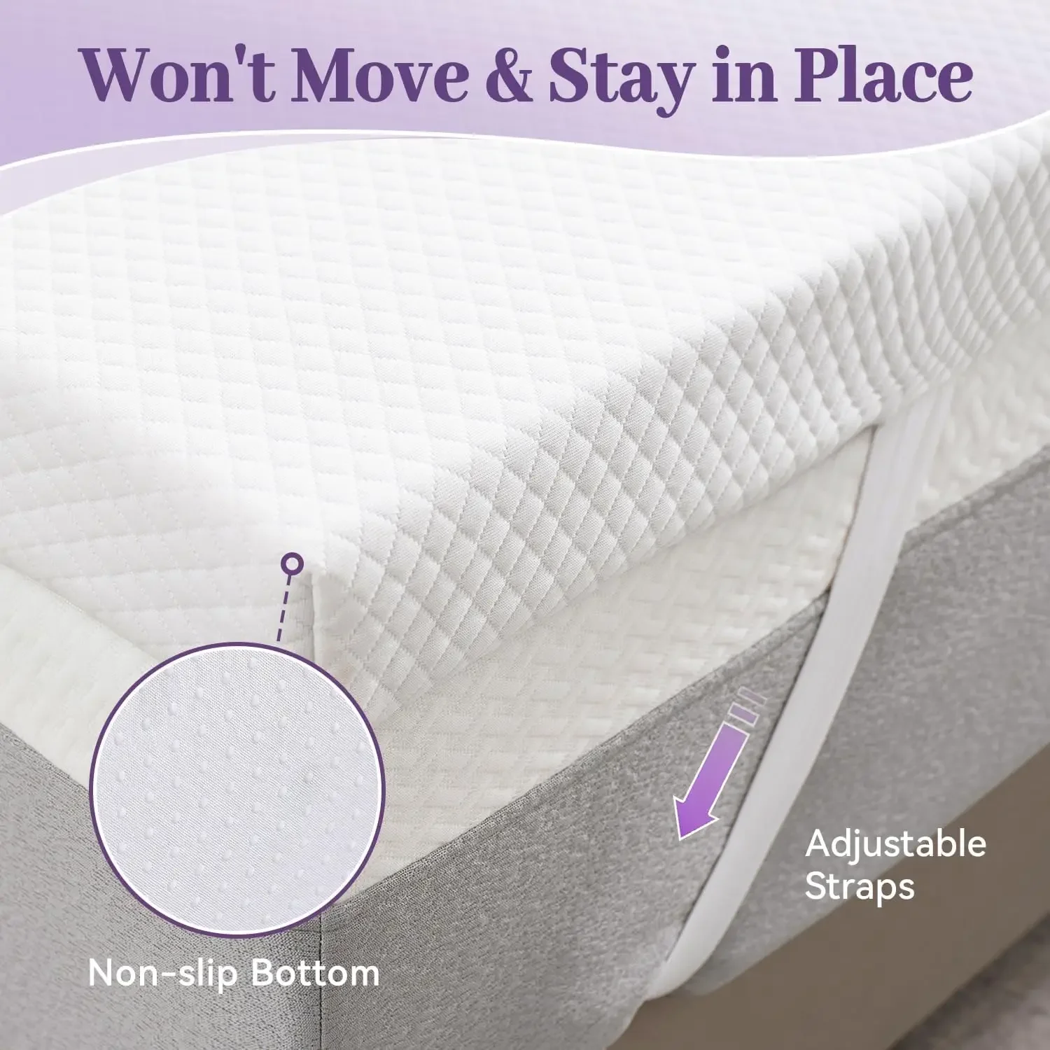 SINWEEK 3 Inch Gel Memory Foam Mattress Topper Queen Size, Ventilated High Density Pad for Back Pain, Bed Topper with Removabl 6