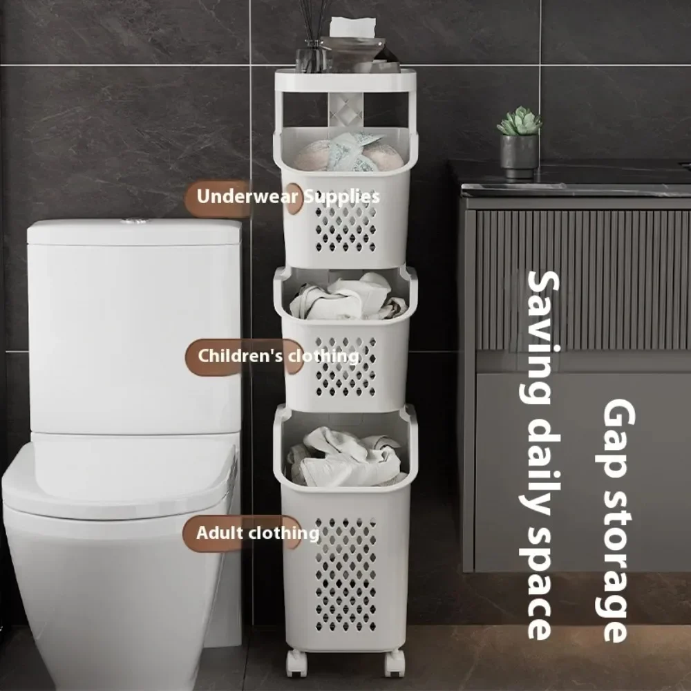 Laundry Handcart with Wheels Household Sundries Storage Rack Multifunctional Bathroom Clothes Toilet Multi-Layer Storage Baskets storage rack kitchen storage cart