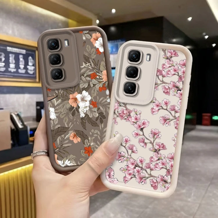 Floral Print Silicone Phone Case with Camera Protection