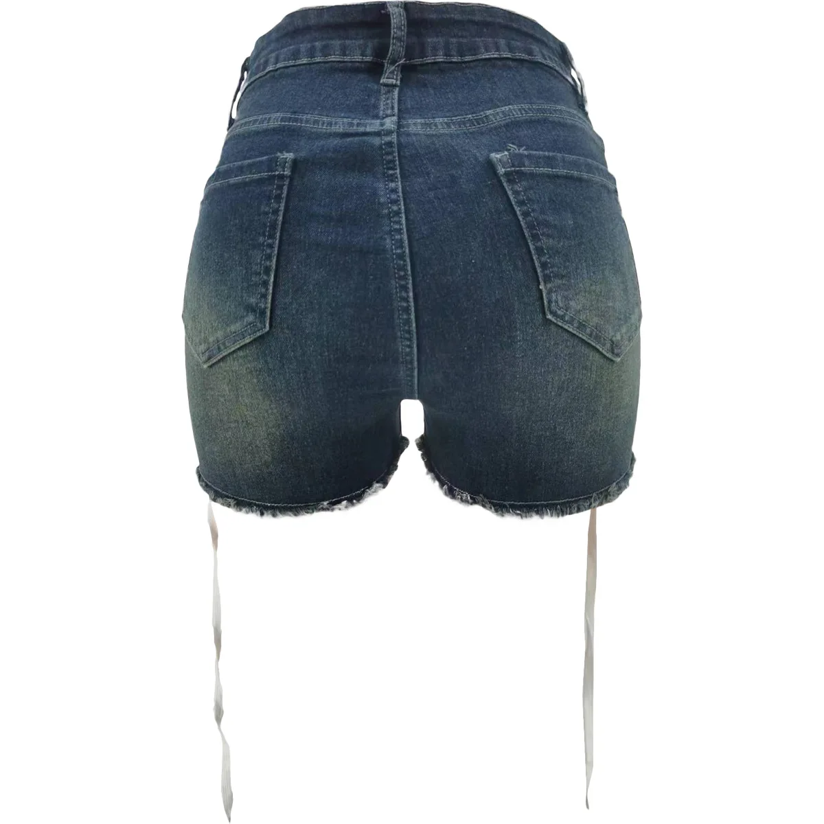 Summer chic women's Denim Shorts Bandage Elasticity High Waisted Button Lace Up Jean 2024 New Fashion Sexy Streetwear