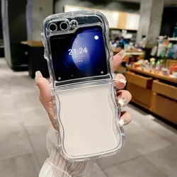 Transparent Wave Border Shockproof Ultra Thin Phone Case - Soft Silicone Protective Cover for Z Flip 7 (Clear)