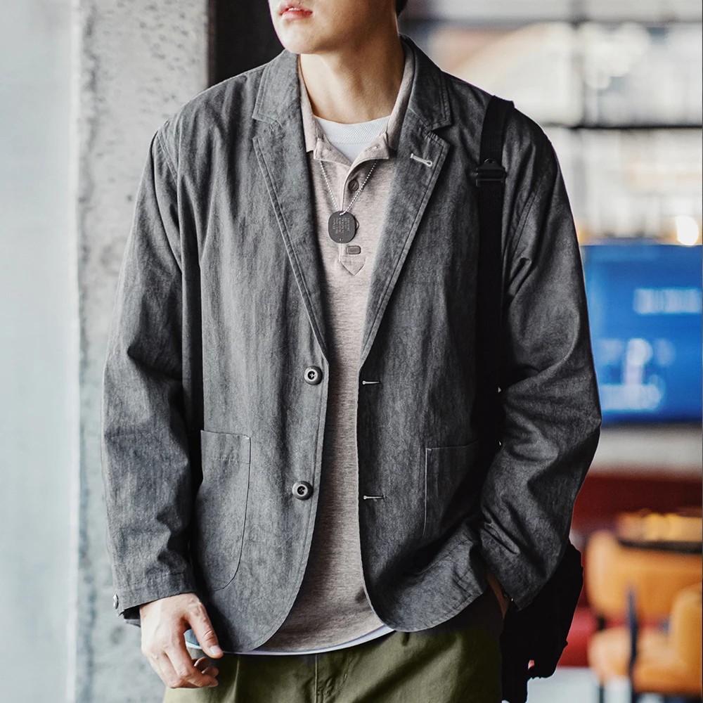 Mens Blazer Casual Suit with Irregular Pattern Design Lapel Loose Blazers Cotton Jacket For Men's Spring and Autumn