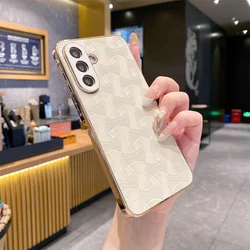 Wave Texture Plating Leather Phone Case - Premium Hard Cover - Galaxy A06 5G (White)