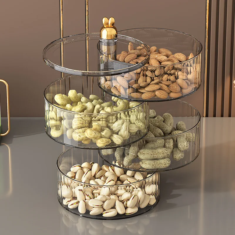 Household living room candy box, high-end light luxury, transparent dried fruit plate, nut snack storage box 4