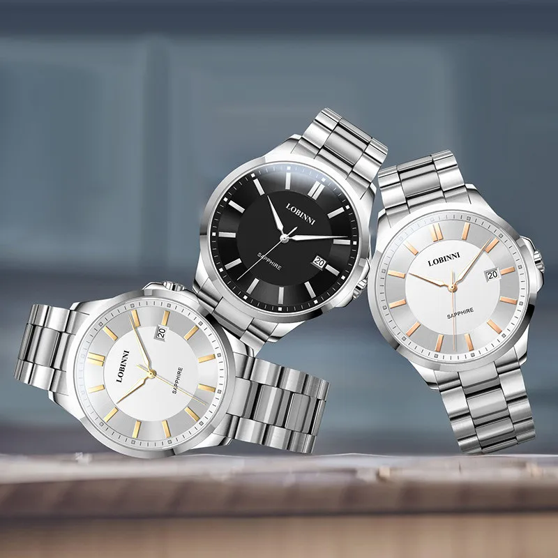 Switzerland Luxury Brand LOBINNI Japan MIYOTA Quartz Couples Watches Sapphire Waterproof Luminous Auto Date Lover\'s Clocks L3003