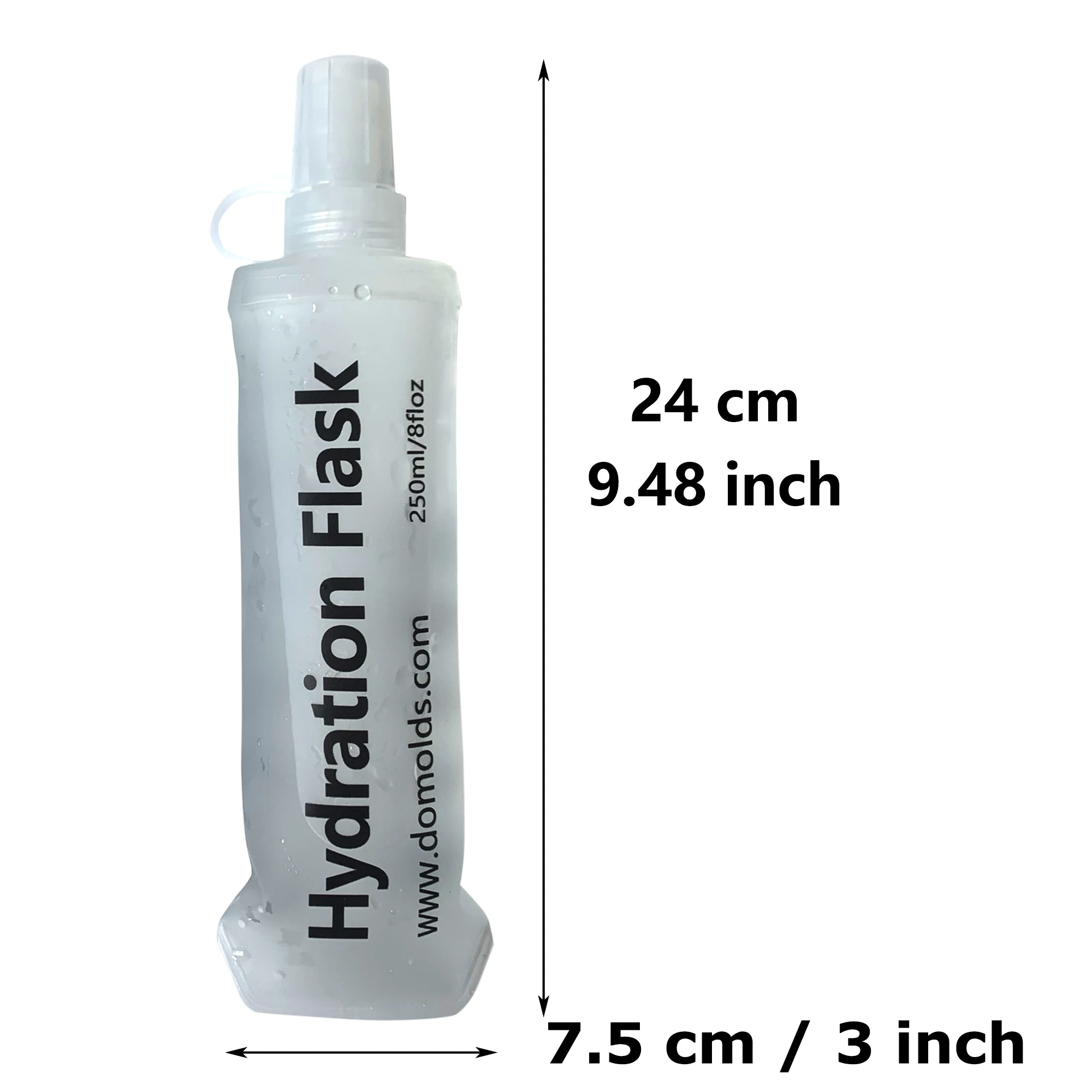 Collapsible Soft Flask - White Folding Water Bottle for Outdoor Activities (500ml, 250ml, 150ml)