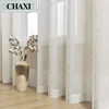 CHAXI Modern Striped Vertical Tulle Sheer Curtain for Living Room Bedroom Kitchen Voile Window Drapes  Decoration Custom Made 1