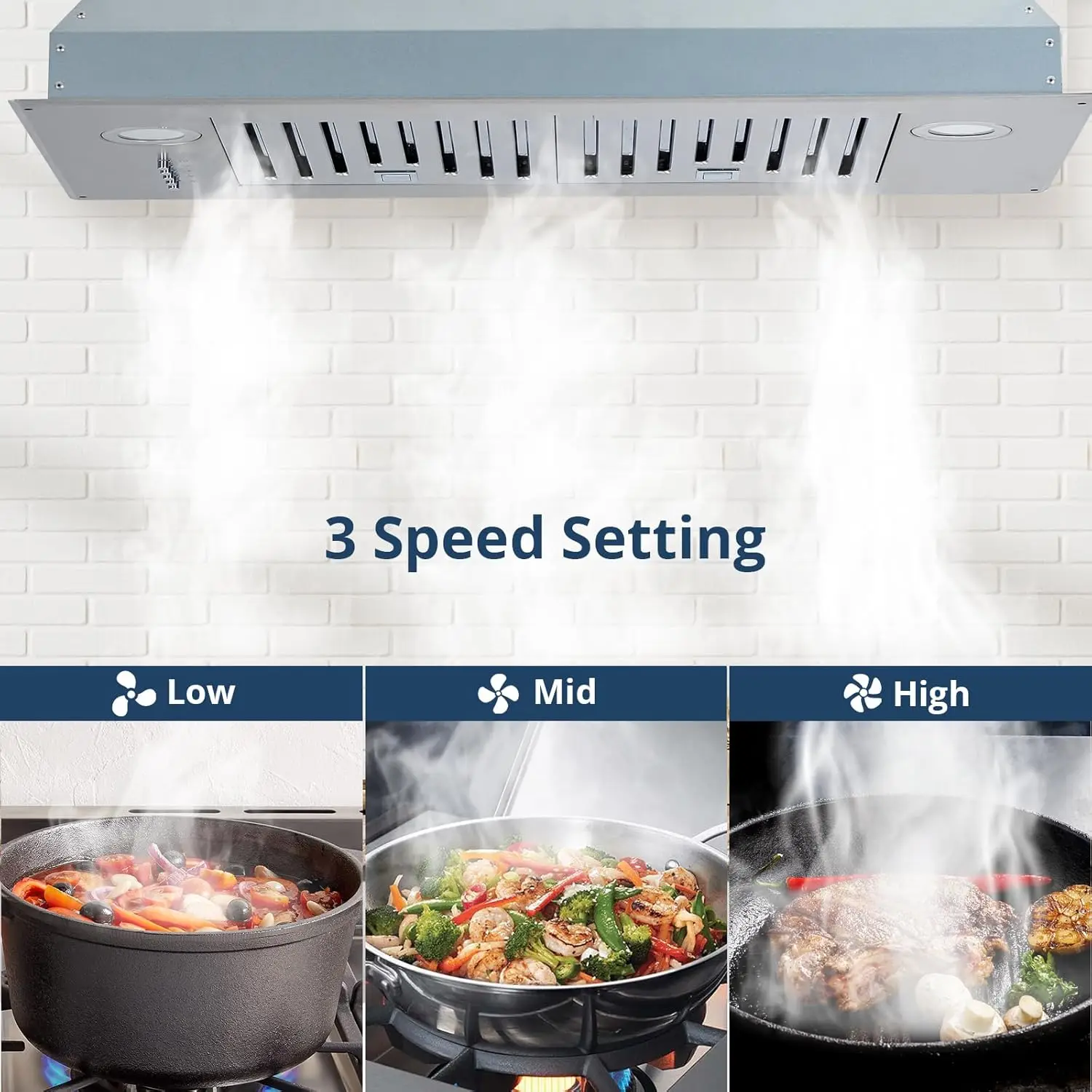 Range Hood, 30 inch Built in Kitchen Vent Hood with Stainless Steel Baffle filters Insert Stove Hood, 400 CFM Range Hood