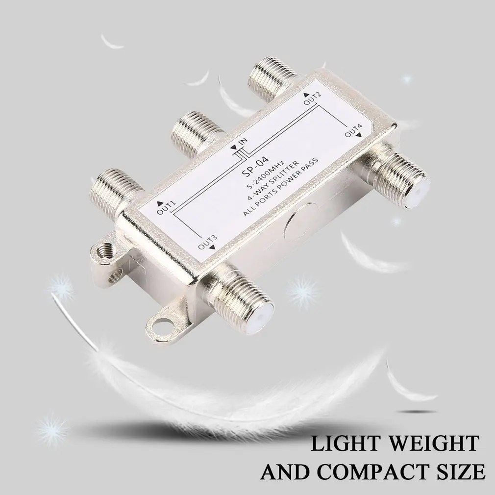 TV Splitter 4 Way Satellite Antenna Cable TV Distributor 5-2400MHz F Type SP-04 Splitter Home TV Equipments Signal Receiver for SATV/CATV