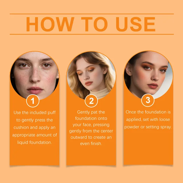 Cushion Foundation Full Coverage Glow Waterproof Long-Lasting Concealer Brightening Sunscreen Soft Korean Makeup Base Cosmetic