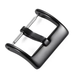 Elegant Metal Buckle for Watch Bands - Polished & Matte Finish in Silver & Black (Polished - black)