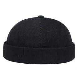 Spring and Summer Retro Hip Hop Cap - Unisex Brimless Street Style Hat (Black)