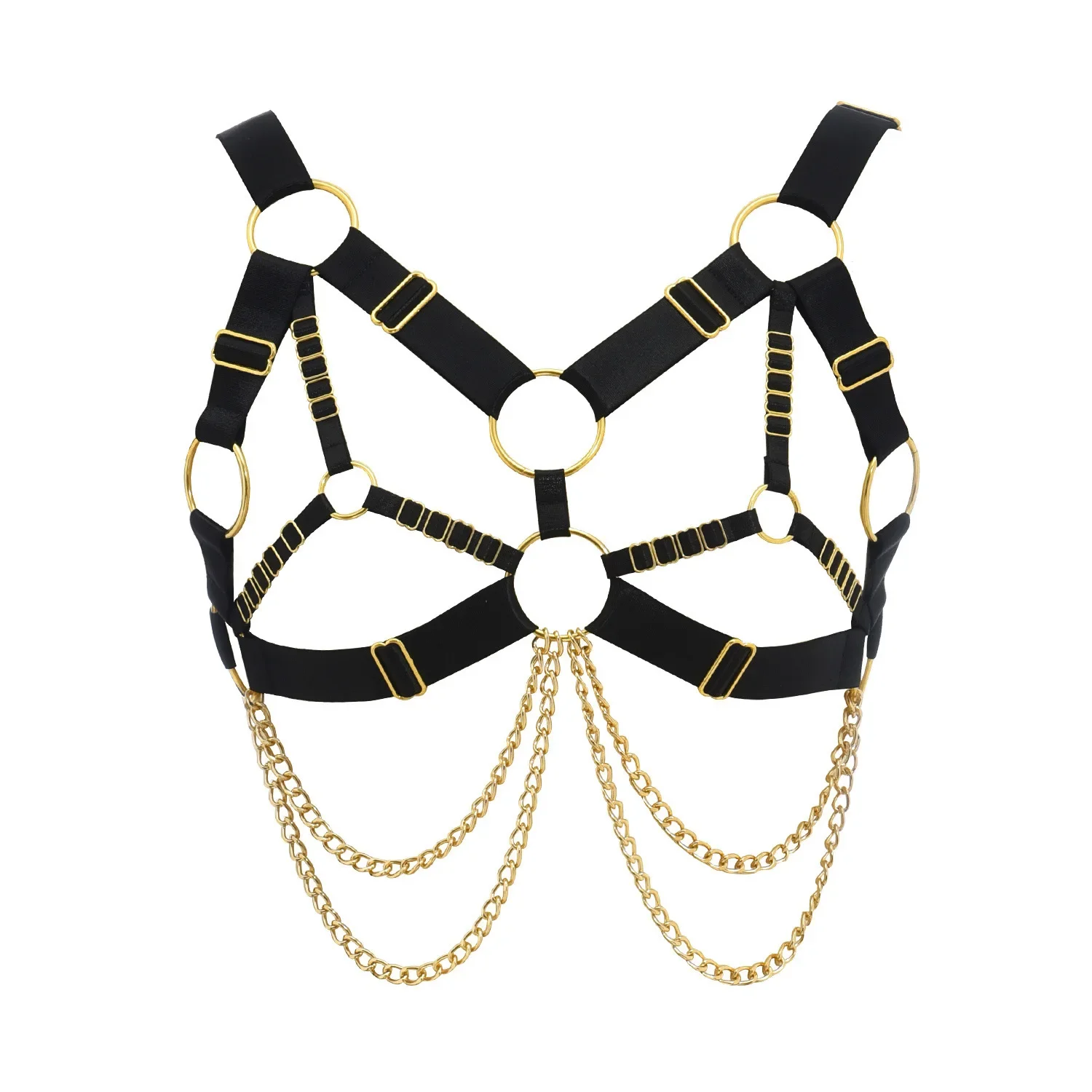 Best Seller European and American Cross-border Goods Tying Body Chain Black Sexy Top O0890 Uniform Code
