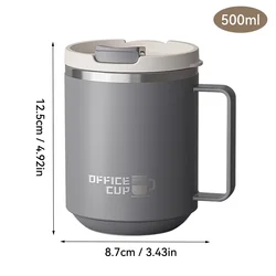 Insulated Stainless Steel Coffee Mug with Leak - Proof Lid and Handle - 401 - 500ml (Grey)