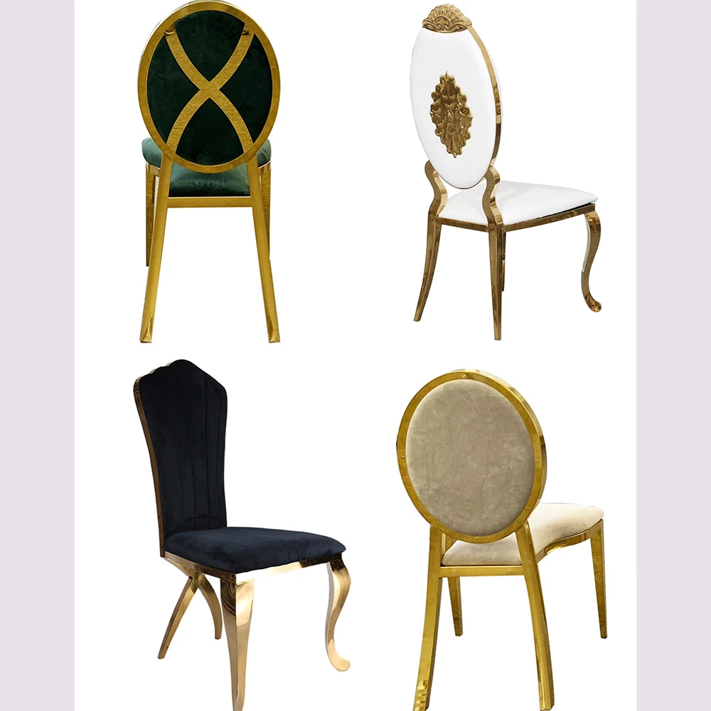 Stainless Steel Dining Banquet King Cheap Gold Wedding Dinning Chairs Without Armrests
