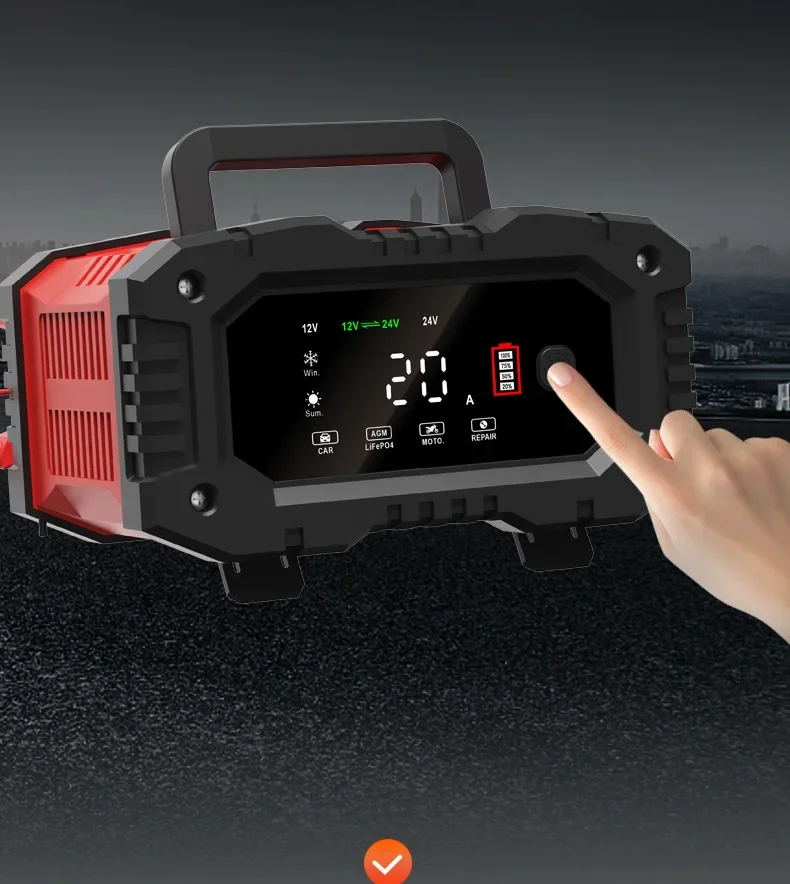 EAFC 20A/10A 12V/24V Autobatterieladegerät Vollautomatisches Batterieladegerät Pulsreparatur für Agm Gel Nass Blei Säure Lifepo4 Batterie – Detail 6