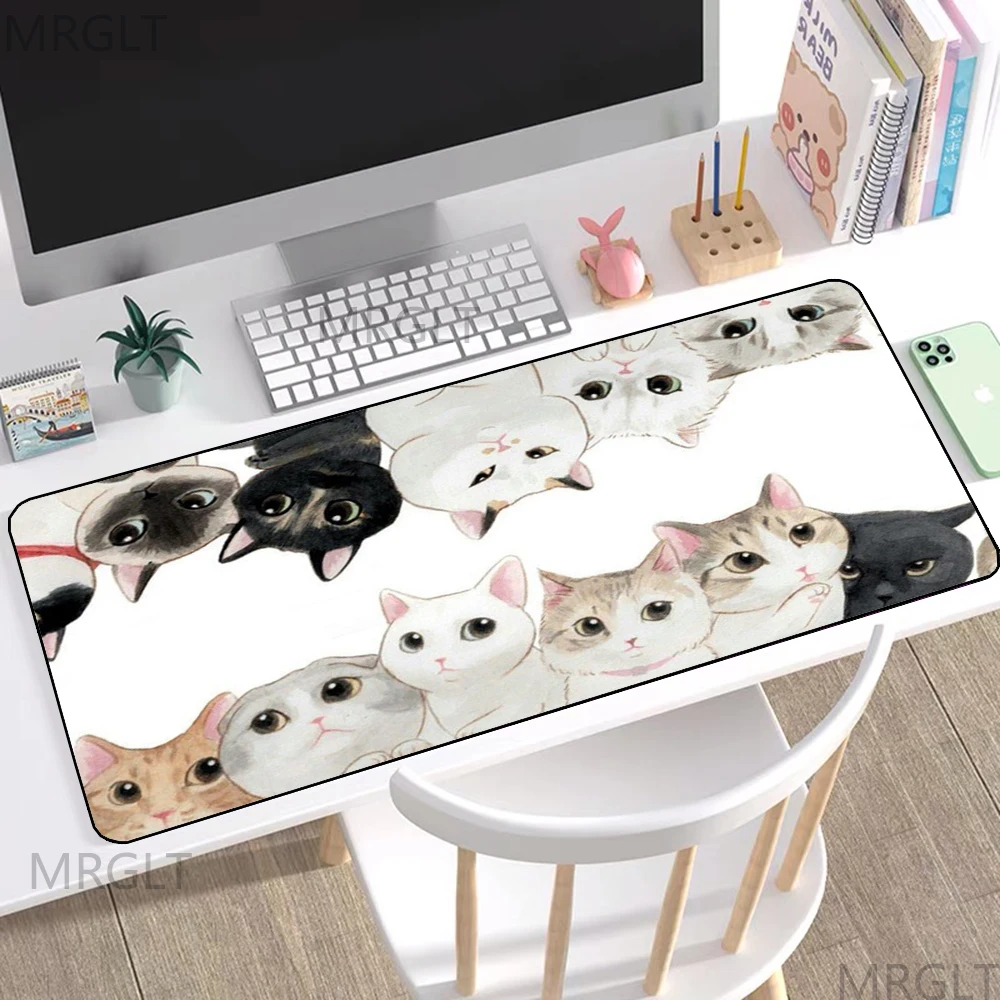 

Funny Cute Cat Gaming Mouse Pad Anime Accessories Carpet Xxl Mause Gamer Keyboard Kawaii Desk Mat Pads Large Varmilo PC Cabinet