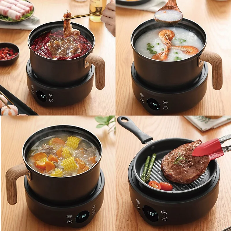 Electric Cooker Electric Rice Cooker Electric Frying Pan Electric Hot Pot 110V 220V Multi-Function Household Intelligent Split Small Electric Pot 1.8L