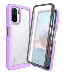 Premium 360° Shockproof Hybrid TPU/PC Case with Built-in Screen Protector - Crystal Clear for Poco M5s (PURPLE)