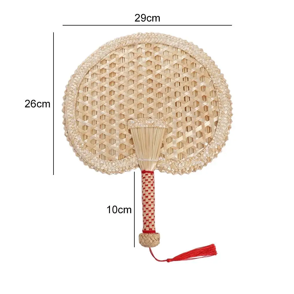 Hand-Woven Straw Hand Fan Portable Summer Natural Handmade Ventilador Round Wedding Party Craft Decorative Abanico Children Fans
