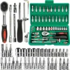 Drive Socket Set 1/4 inch Ratchet Wrench Set with Sockets Metric Hex Bit Socket Set Mechanic Tool Kits for Auto Repair Hous
