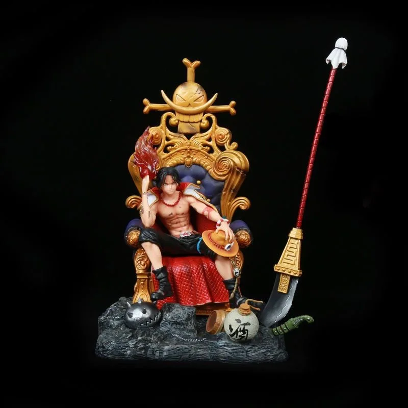 

One Piece GK Series Throne Portgas D Ace Hand-made Fire Fist Ace Model Ornament Scene Spot Children Toys Anime Figure 1/64 35CM