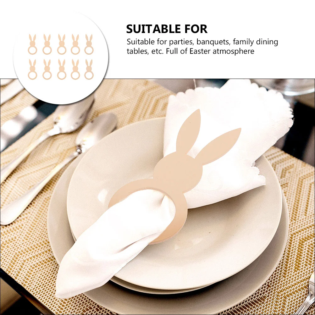 Bunny Shaped Napkin Rings Wooden Napkin Holders Reusable Rabbit Rings Easter Themed Ring Serviette Buckles 10 Pcs