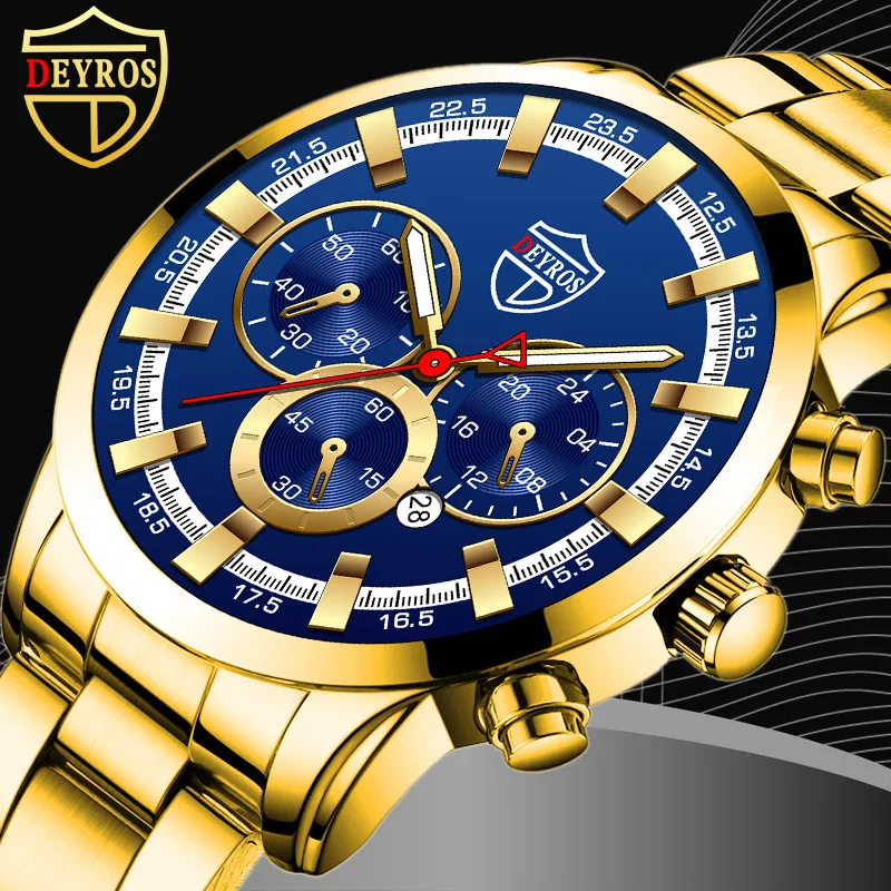 

New Men's Fashion Watch Men's Business Calendar Quartz Watch Luminous Stainless Steel Relojes De Cuarzo Para Hombre