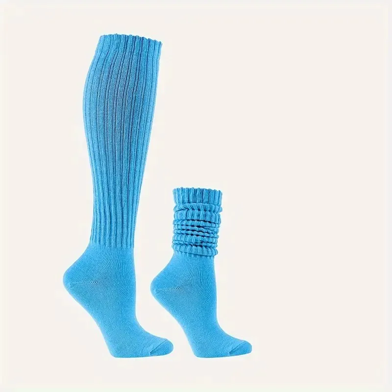 1 paar Frauen Herbst Winter Einfarbig Gestrickte waden Socken Modische Rippen Elegante Stil Warme Bequeme Casual Stapeln Socke – Detail 20