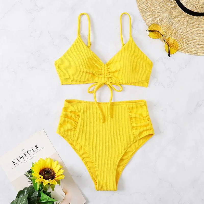 Swimsuit for Women Tie Front Shorts Bikini Two Piece Swimwear Athletic Bathing Suits High Waist Swimming Suit