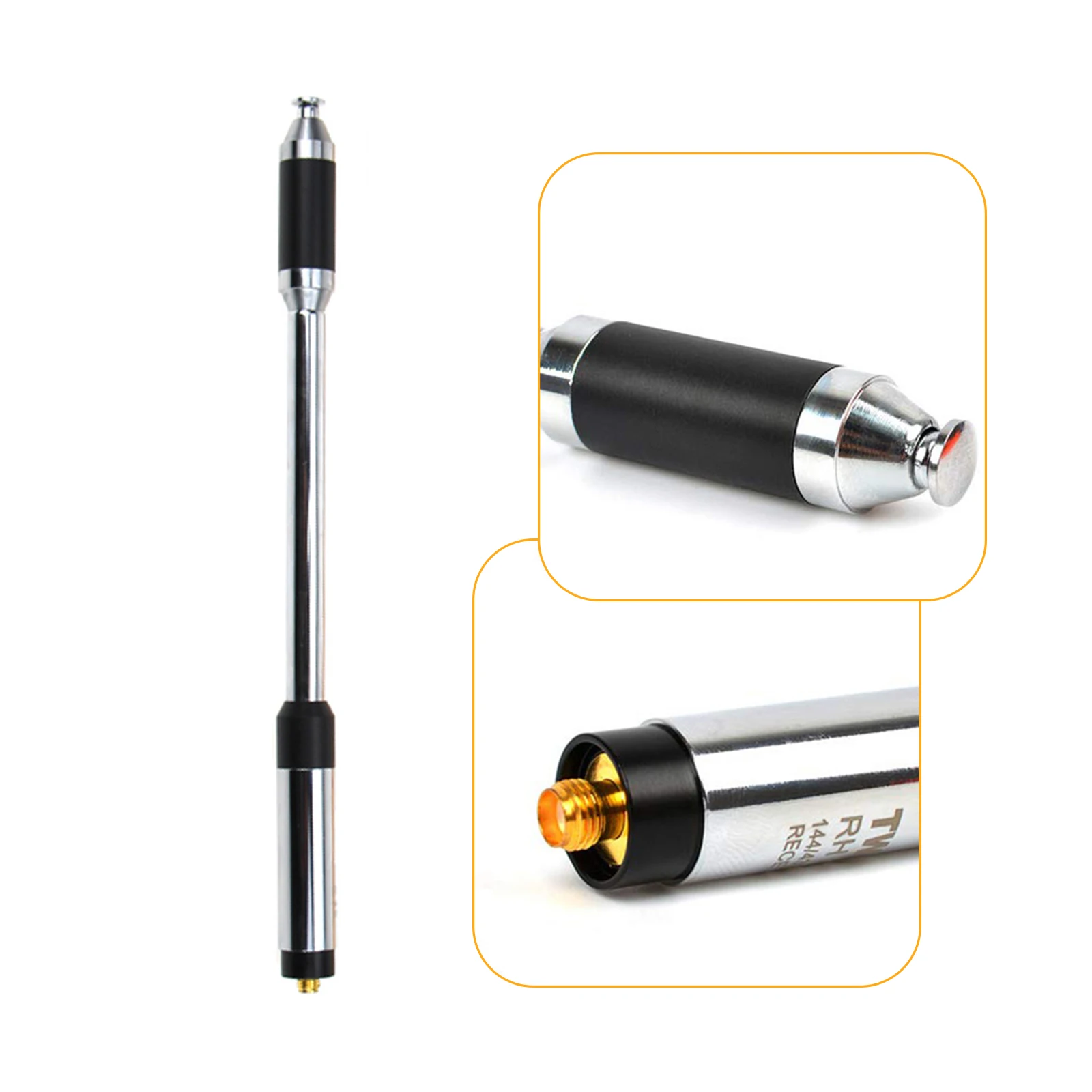 2 Antenne Telescopiche RH770 – 144/430 MHz, Guadagno 3.0/5.5 DB, Per UV-5R E UV-82