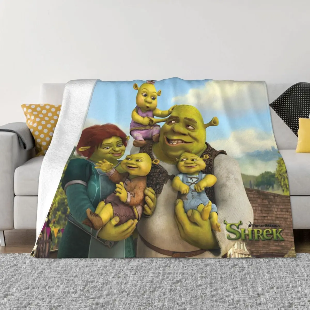 

Funny Movie Anime Shrek Family Blanket Flannel Print Breathable Super Soft Throw Blankets for Bed Office Quilt